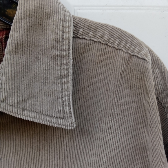 Gray Corduroy Button-Up Jacket Red Flannel Lined St. John's Bay Size Men's Large - Picture 9 of 9